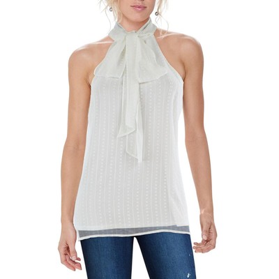 

Calvin Klein Женская белая рубашка без рукавов с завязками на воротнике  BHFO 2075, Белый