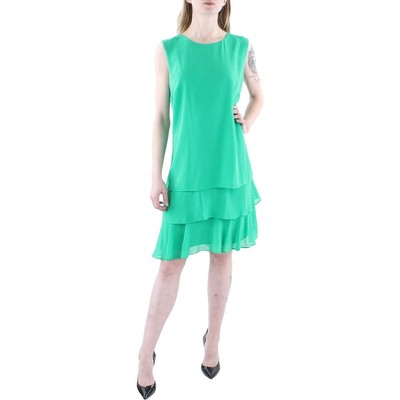 Женское зеленое платье-сорочка из жоржета в складку Lauren Ralph Lauren 8 BHFO 4559