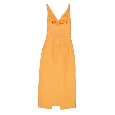Pre-owned Nanushka Draped Linen Midi Dress In Orange