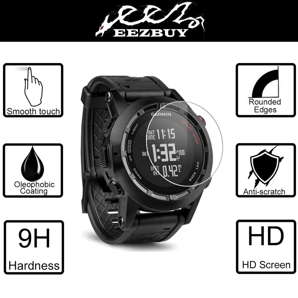 9H Tempered Glass Screen Protector For Garmin Watch Vivoactive
