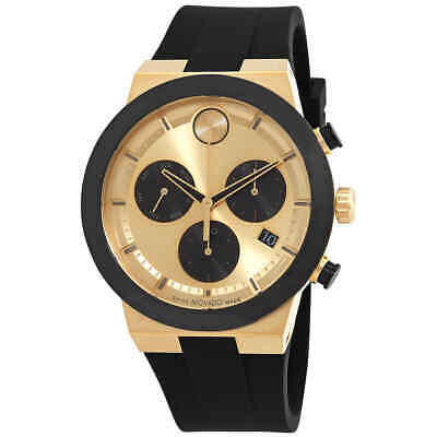 Movado Bold Fusion Chronograph Кварцевые мужские часы с золотым циферблатом 3600895