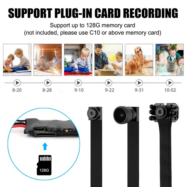 Security camera with 128GB memory card support.