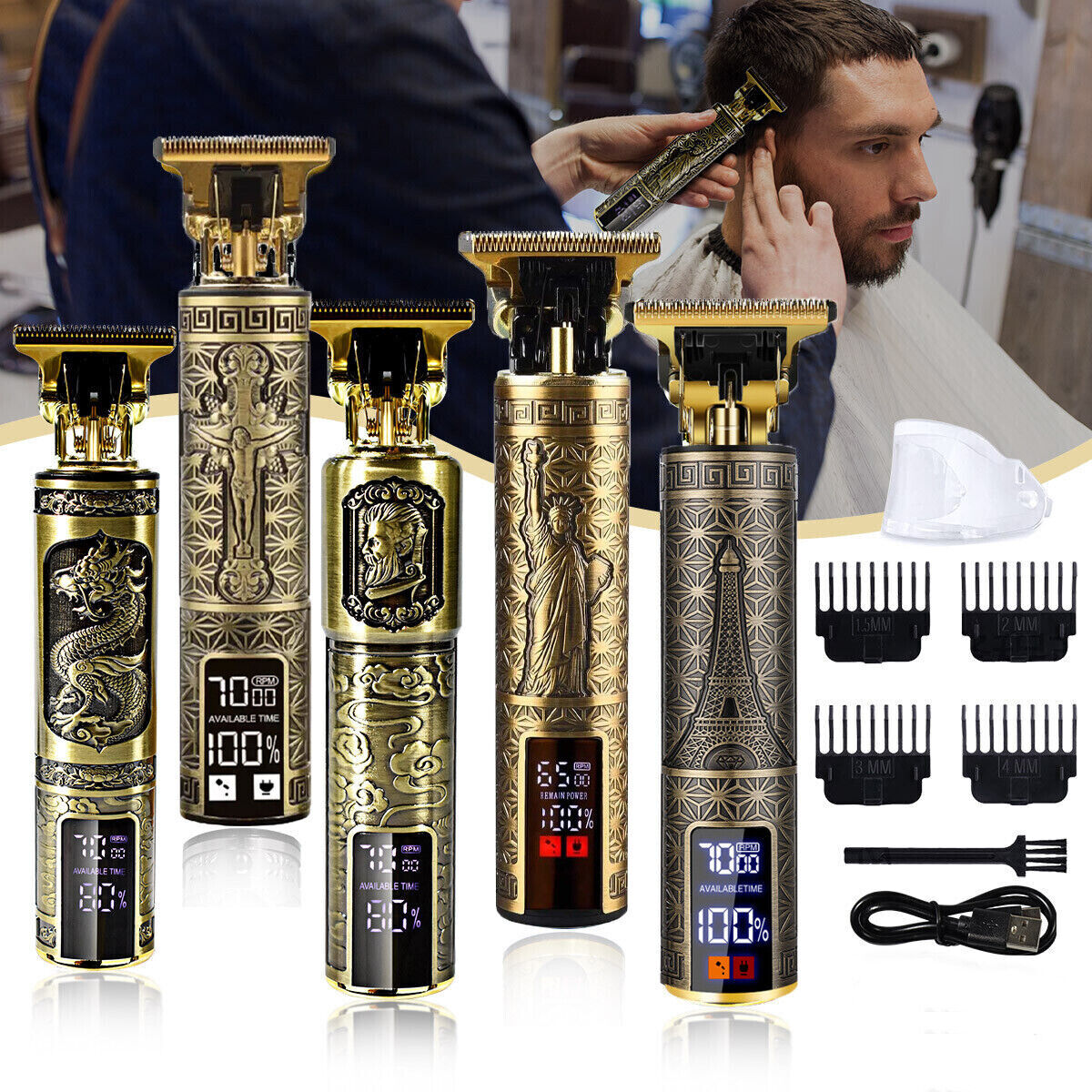 Professional Hair Trimmer Clippers Cutting Beard Cordless Ba