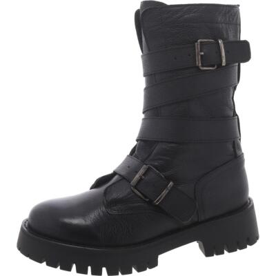 Steve Madden Womens Trenton Leather Block Heel Lace-Up Boot Shoes BHFO 4706