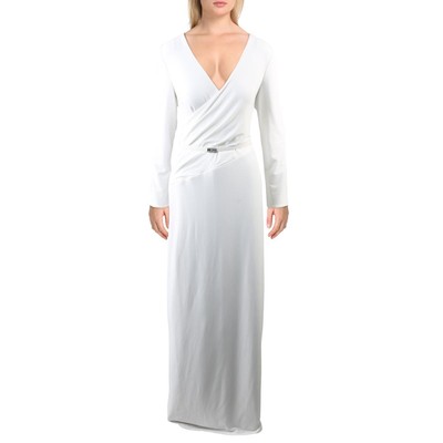 

Женское вечернее платье цвета слоновой кости со рюшами Lauren Ralph Lauren  BHFO 6532, Белый