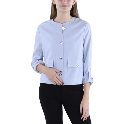 Женский синий блейзер без воротника в полоску от Tommy Hilfiger 8 BHFO 5047