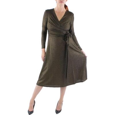 

Женское блестящее коктейльное и вечернее платье миди Lauren Ralph Lauren BHFO 2995, Золотой