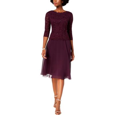 

Женское кружевное вечернее коктейльное платье с блестками Alex Evenings Petites BHFO 5178