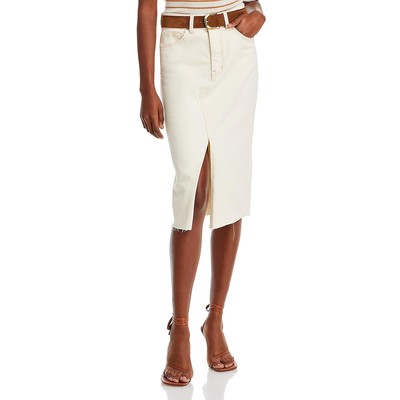Veronica Beard Womens Breves Ivory Denim Split Front Midi Skirt 10 BHFO 8635