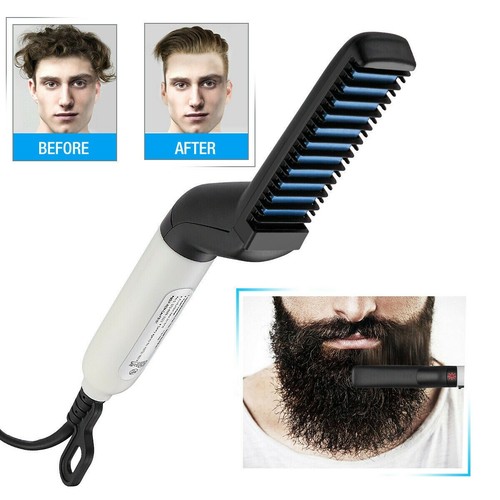 Hot Men Hair Straightener Comb Curling Iron Beard Electric Curling