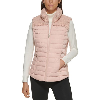 Женский розовый пуховик Calvin Klein, стеганый жилет на подкладке из шерпа, верхняя одежда S BHFO 8520