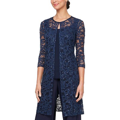 Alex Evenings Womens Navy Two Piece Jacket Tank Top Set of 2 S BHFO 9169