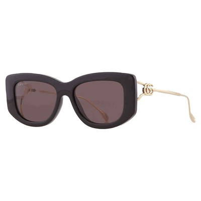 Pre-owned Gucci Grey Cat Eye Ladies Sunglasses Gg1566s 001 55 Gg1566s 001 55 In Gray