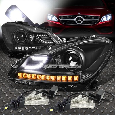 ЧЕРНАЯ ФАРА ПРОЕКТОРА HALO + БЕЛАЯ СВЕТОДИОДНАЯ СИСТЕМА 6000K ДЛЯ 12-14 АВТОМОБИЛЕЙ C-CLASS W204