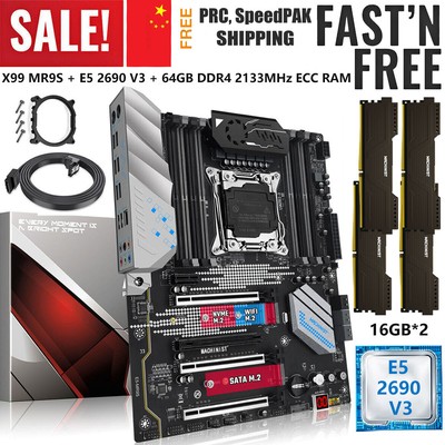 LGA 2011-3 X99 MR9S Motherboard Xeon E5 2690 V3 CPU 64G DDR4 2133MHz ECC RAM M.2