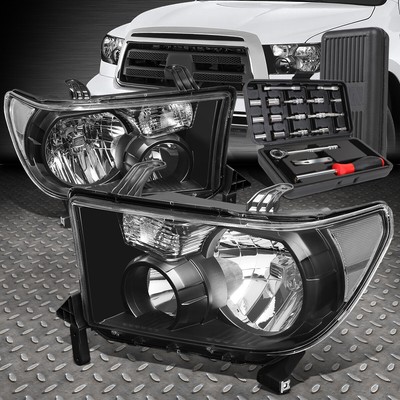 ДЛЯ 07-13 TOYOTA TUNDRA SEQUOIA ЧЕРНЫЙ КОРПУС, ПРОЗРАЧНЫЕ УГЛОВЫЕ ФАРЫ + НАБОР ИНСТРУМЕНТОВ