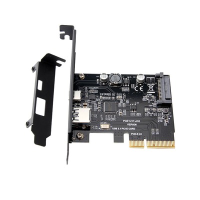 PCI-E PCI-E X4 PCI Express to USB 3.1 Gen 2 Type A+Type C Expansion Card 10 Gbps