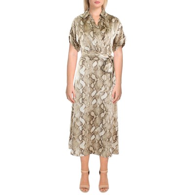 Женская бежевая офисная рубашка миди со змеиным принтом Lauren Ralph Lauren 4 BHFO 2390