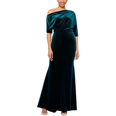 Женское зеленое бархатное вечернее платье на одно плечо Betsy & Adam, 12 BHFO 4764