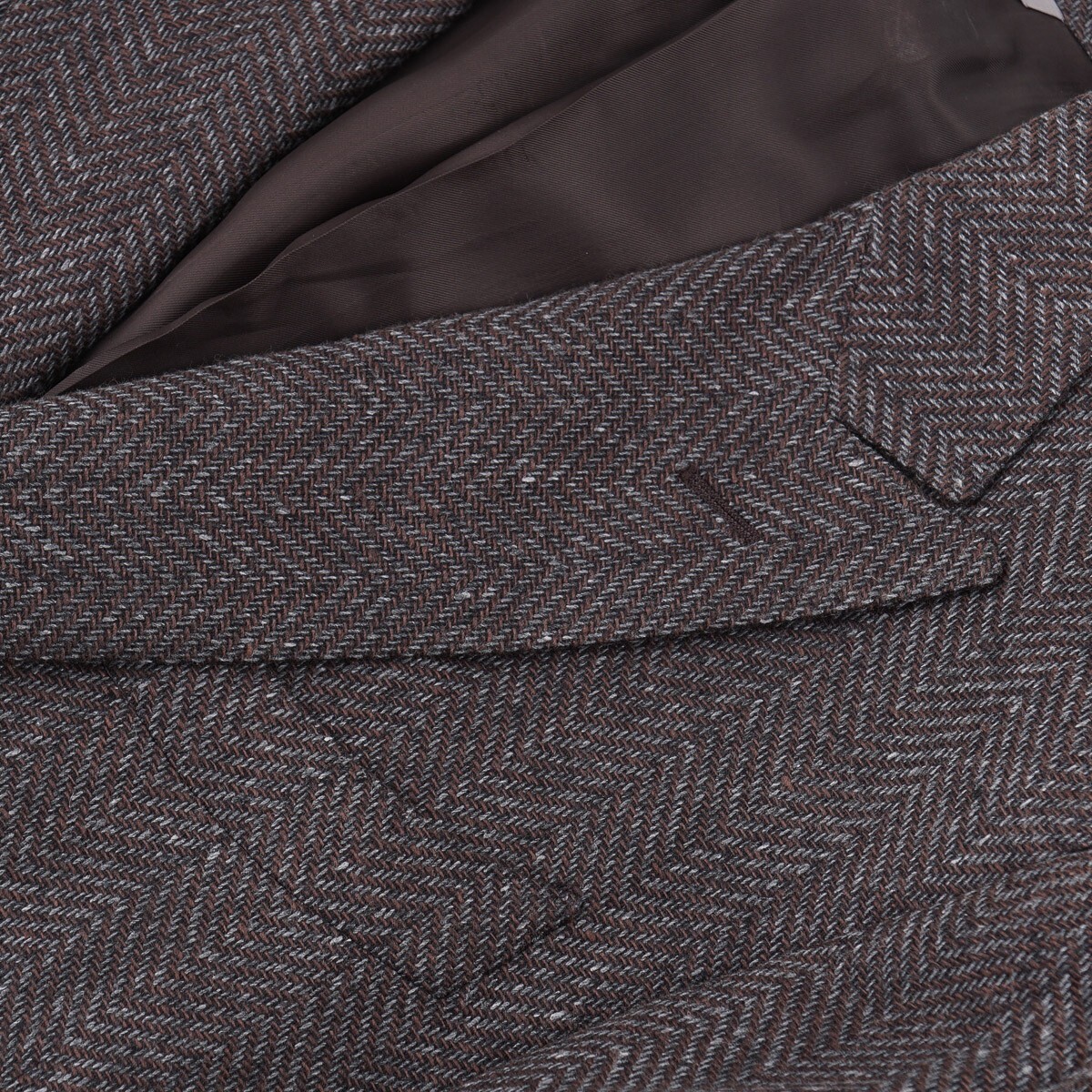 Pre-owned Canali Slim-fit Woven Herringbone Wool-cotton-cashmere Sport Coat 38r In Brown