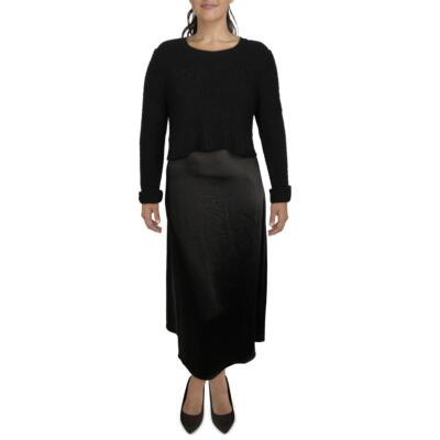 

Женское черное атласное платье миди из 2 предметов Calvin Klein  BHFO 9386, Balck