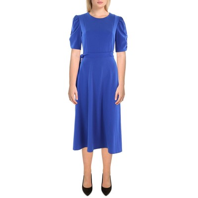 DKNY Womens Blue Ruched Midi Casual Midi Dress 4 BHFO 7276
