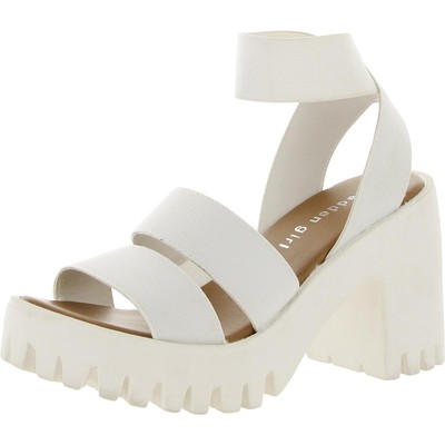 

Женские белые босоножки на платформе Madden Girl Sohoo, каблук 5,5, средний (B,M) BHFO 5377, White fabric