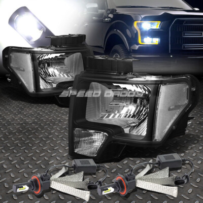 ФАРА С ЧЕРНЫМ КОРПУСОМ + ПРОЗРАЧНЫЙ УГОЛ + БЕЛАЯ СВЕТОДИОДНАЯ СИСТЕМА 6000K ДЛЯ FORD F150 09-14