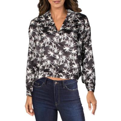 

Женская блуза на пуговицах спереди FRNCH Cristalle Palm Trees Crop Top BHFO 5392, Черный