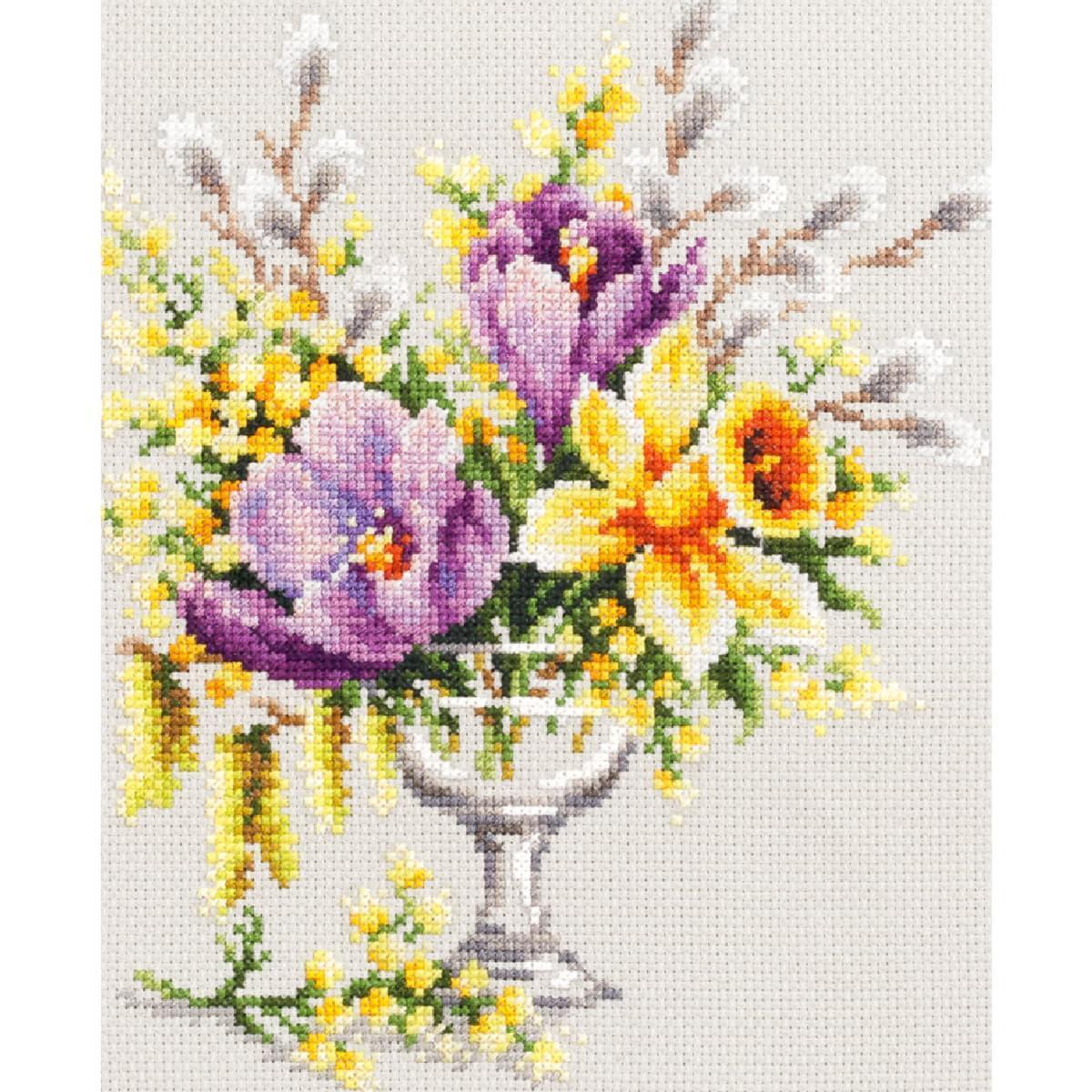 Magic Needle Zweigart Edition Counted cross stitch kit Spring Bouquet, 20 x 23cm