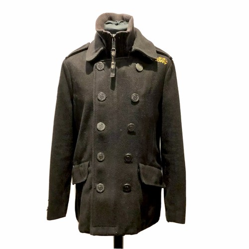 Superdry ブラック ピーコート gene pea coat womens Military Pea Coat in Black | Superdry US
