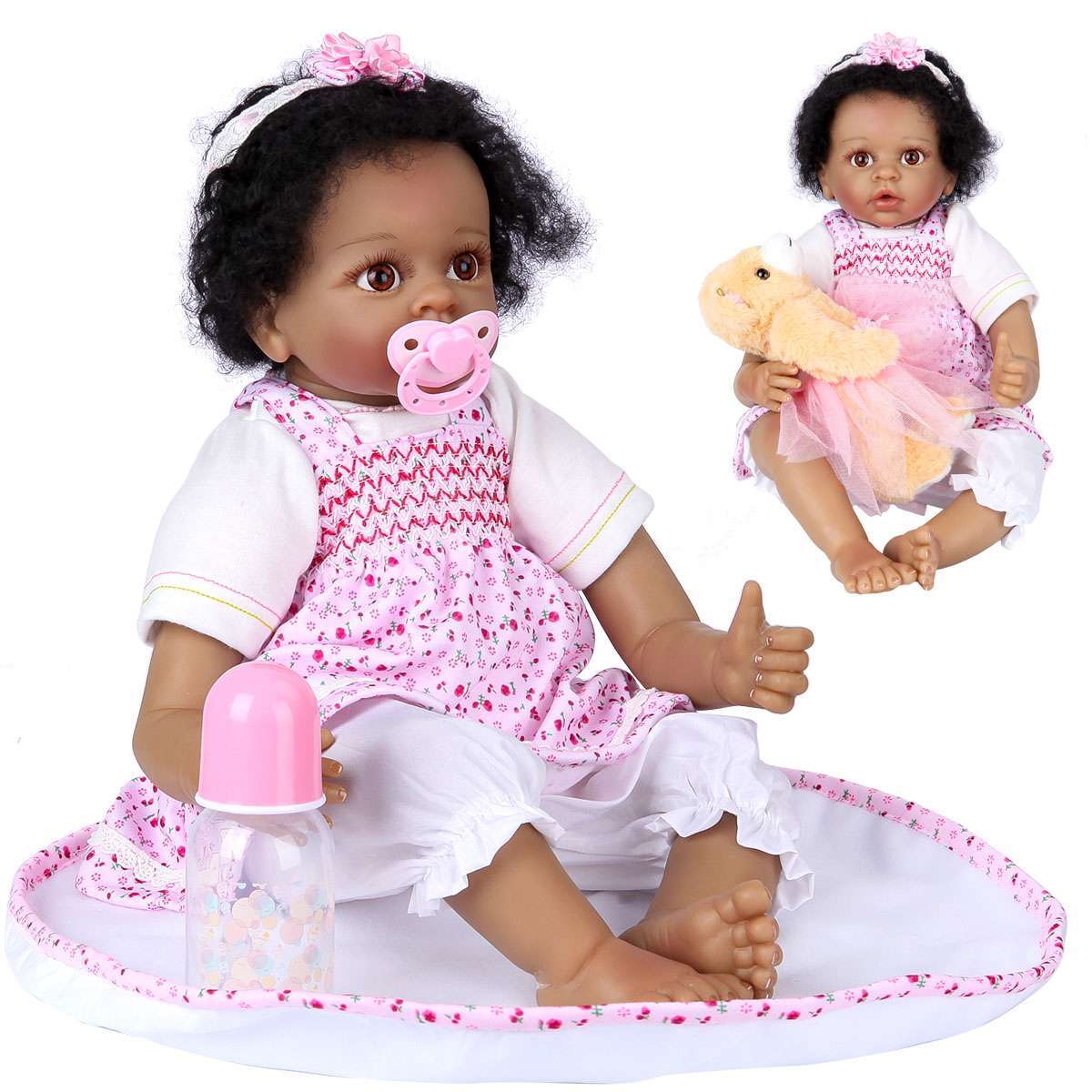 Vinyl Silicone Baby Girl Black Skin African Newborn