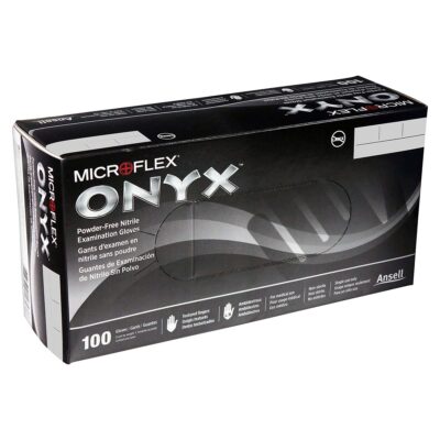 Microflex N642 ONYX Black Nitrile Examination Gloves, Box of 100, Size Medium