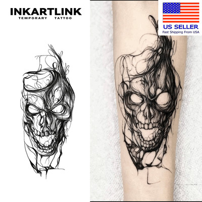 INKARTLINK 2 piece Ink Skull semi-permanent temporary waterpoof tattoo