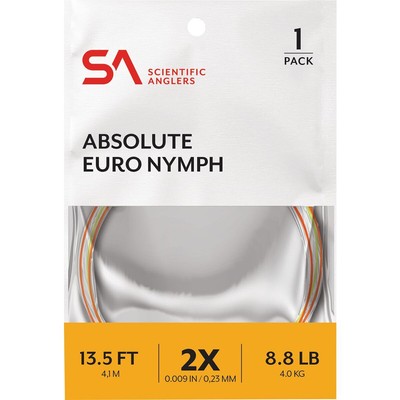 Scientific Anglers Absolute Euro Nymph Белый/Оранжевый/Зеленый, 2x/13,5 фута