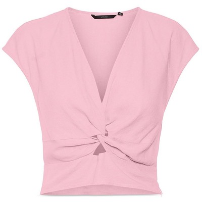 

Женская укороченная рубашка Vero Moda Jesmilo из льняной смеси с короткими рукавами BHFO 4872, Parfait pink