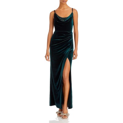 BCBGMAXAZRIA Womens Green Velvet Long Evening Dress Gown M BHFO 5947