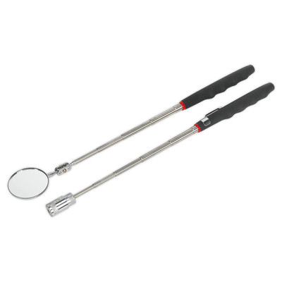 Sealey Telescopic Magnetic LED Pick-Up Tool & Inspection Mirror Set 2pc