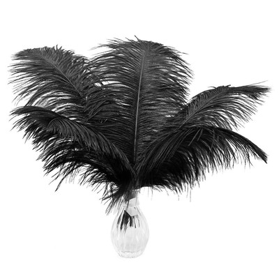 24pcs Natural Black Ostrich Feathers 10-12inch (25-30cm) for Wedding Party Ce...