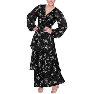

Rachel Rachel Roy Женское длинное платье макси с цветочным принтом Monroe Metallic BHFO 2435, Black bouquet