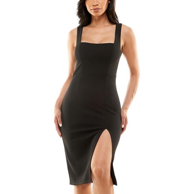 Безмолвное женское черное облегающее платье длиной до колена с разрезом Juniors XXL BHFO 9184