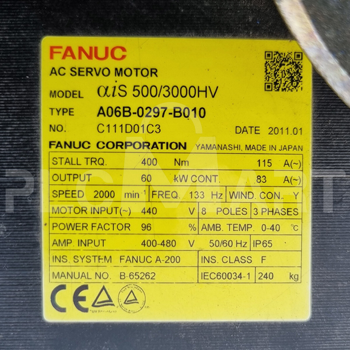 USED) FANUC A06B-0297-B010 AiS 500/3000HV 60KW Servo Motor