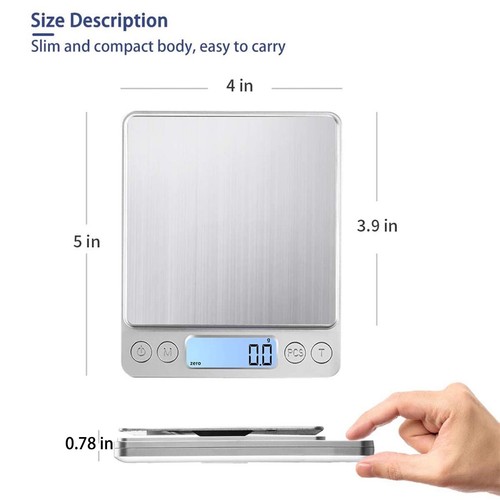 3KG Food Kitchen Scale, Digital Grams & Ounces for Weight Loss, Baking, Cooking