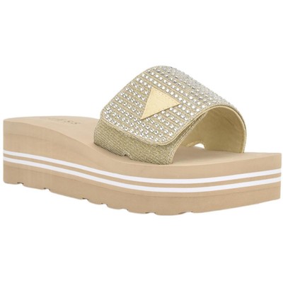 Guess Womens Abet Gold Rhinestone Slide Sandals Shoes 8 Medium (B,M) BHFO 8847
