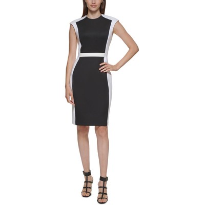 

Женское черно-белое платье-футляр миди с аквалангом Calvin Klein  BHFO 2397, Black cream