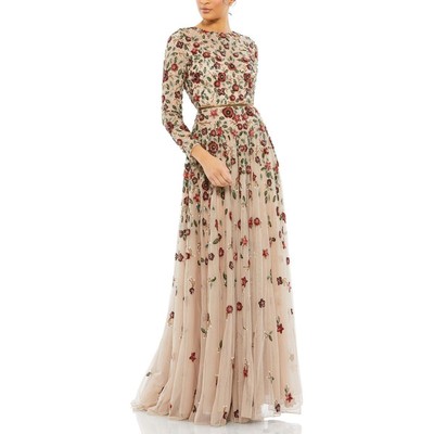 Женское вечернее платье Mac Duggal, украшенное серо-коричневыми вставками, плюс 24 BHFO 3516