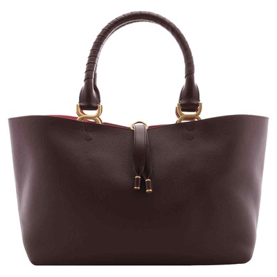 Pre-owned Chloé Chloe Deep Violine Leather Marcie Tote Bag Chc23ss651i31