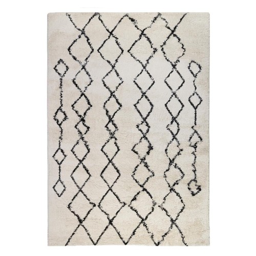 Геометрический ворсистый коврик размером 8 X 12 дюймов черного цвета и цвета слоновой кости
