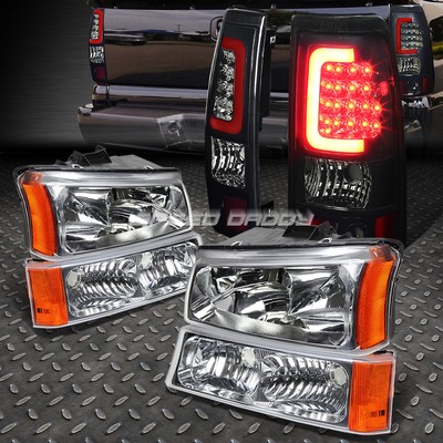 ХРОМИРОВАННАЯ ФАРА + ЯНТАРНЫЙ СИГНАЛ + КОПЧЕНЫЙ 3D ОПТИЧЕСКИЙ СВЕТОДИОДНЫЙ ЗАДНИЙ ФОНАРЬ ДЛЯ 03-07 SILVERADO