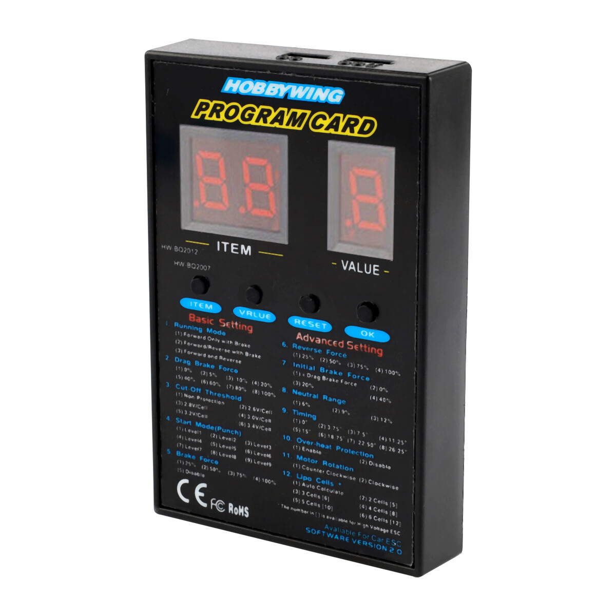 Led Program Card For Hobbywing Ezrun Quicrun RTR Cars Boats Brushless ESC ✅